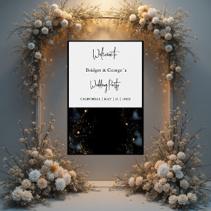 Panneau En Acrylique signe de bienvenue de mariage abstrait noir et giv