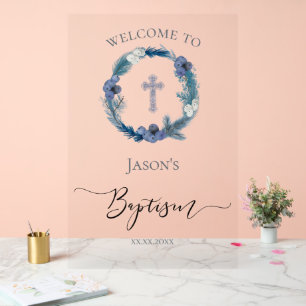 Panneau En Acrylique signe de bienvenue du baptême d'hiver