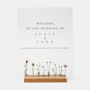 Panneau En Acrylique signe de bienvenue mariage fleur sauvage