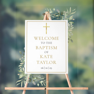 Panneau En Acrylique Signe de bienvenue pour baptême ou christening ave