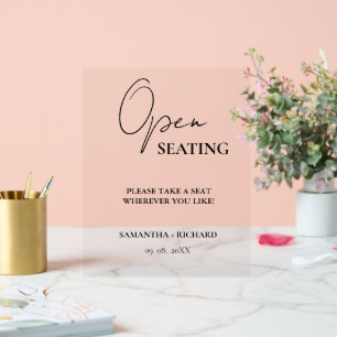 Panneau En Acrylique Signe de Mariage de script minimaliste moderne ouv
