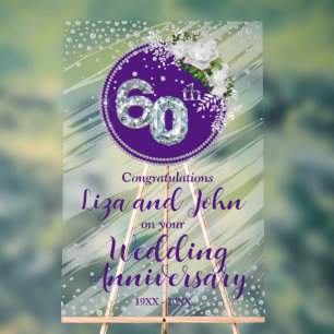 Panneau En Acrylique Signe en acrylique pour les 60 ans de mariage Noce