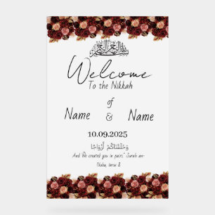 Panneau En Acrylique signe mariage burgundy nikkah