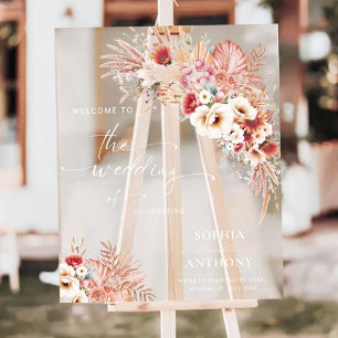 Panneau En Acrylique SIGNE Mariage floral Boho Terracotta