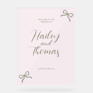 Panneau En Acrylique Signe Mariage rose et vert