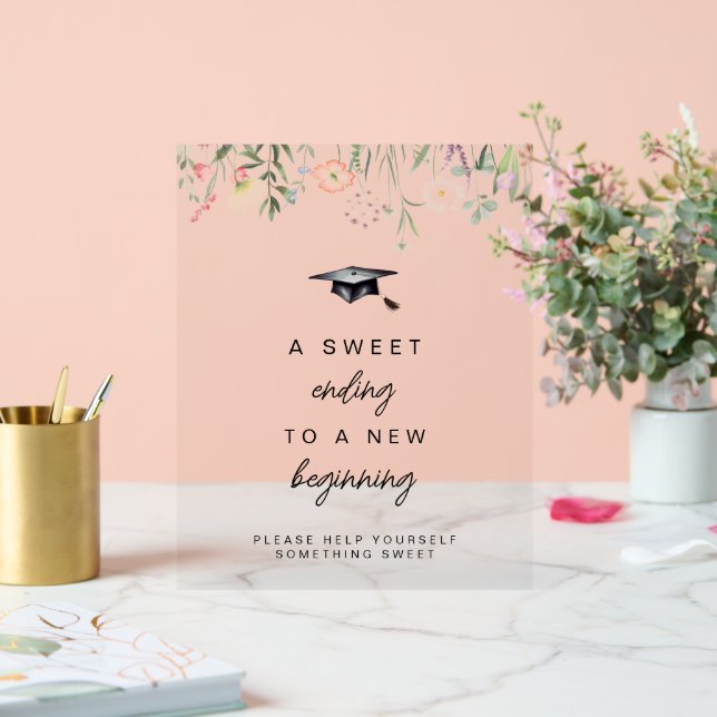 Panneau En Acrylique Signe transparent pour Fleurs sauvages d'aquarelle (Mariage)