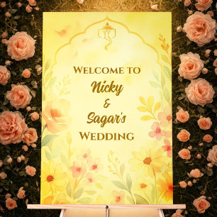 Panneau En Acrylique Signes acryliques de bienvenue du Mariage indien h