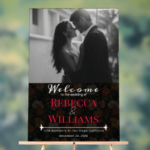 Panneau En Acrylique Signes de Mariage rustique à fleurs Roses luxueuse