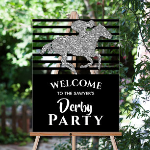 Panneau En Acrylique Silver Racehorse Black Stripes Derby Bienvenue