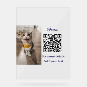 Panneau En Acrylique Simple animal name details QR code add text photo