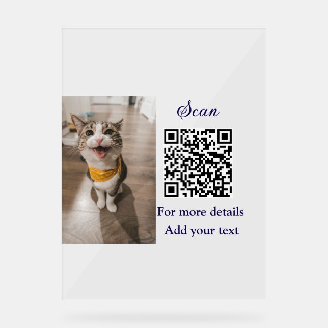 Panneau En Acrylique Simple animal name details QR code add text photo (Recto)