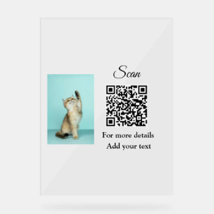 Panneau En Acrylique Simple animal name details QR code add text photo