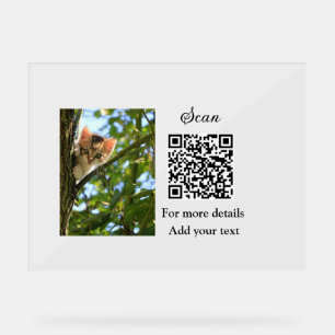 Panneau En Acrylique Simple animal name details QR code add text photo