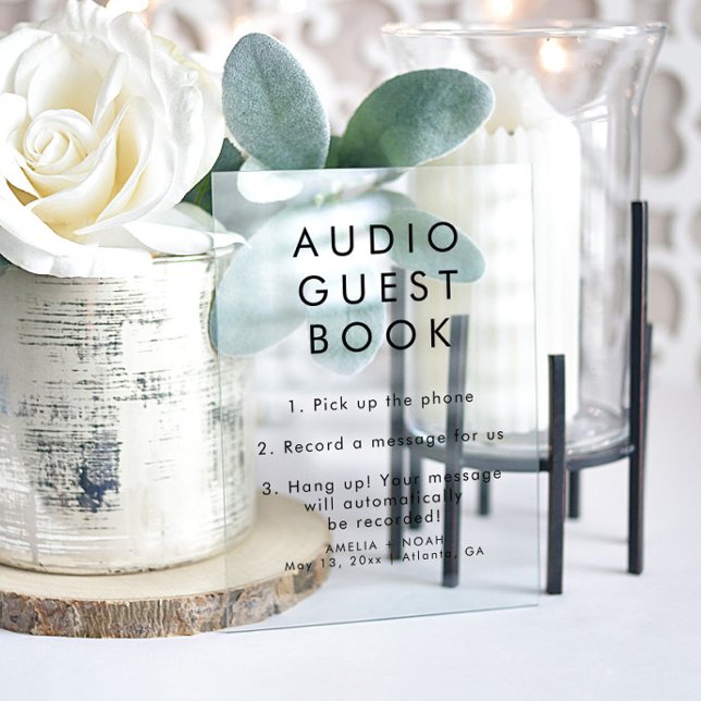 Panneau En Acrylique Simple Elegant Audio Mariage Guestbook (Créateur téléchargé)