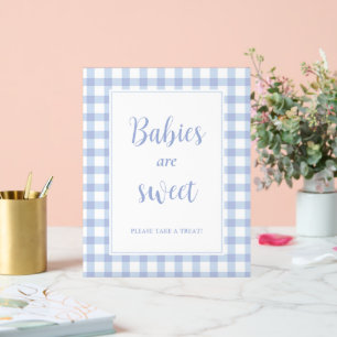 Panneau En Acrylique Simple Elegant Bleu En vichy Bébés sont doux Treat