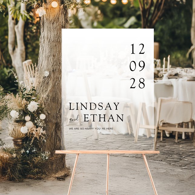 Panneau En Acrylique Simple Élégant Mariage Transparent Blanc (Simple Elegant White Transparent Wedding Acrylic Sign)