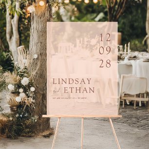 Panneau En Acrylique Simple Élégant Mariage Transparent Brun Abricot