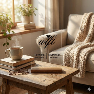 Panneau En Acrylique Simple Élégant Réseau Wifi Mot De Passe Info Blanc