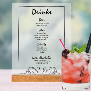 Panneau En Acrylique Simple intemporel Chic Swan Bar Boissons Menu Mari
