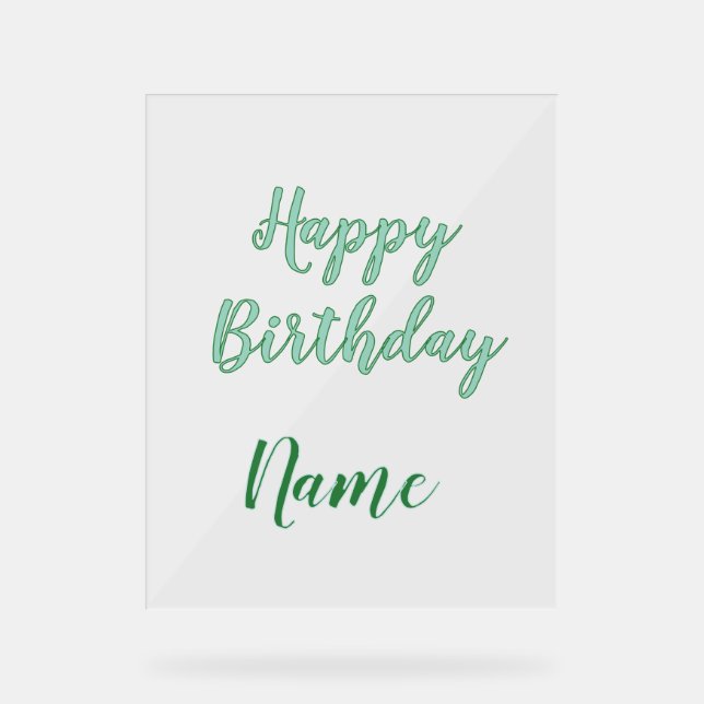 Panneau En Acrylique simple joyeux anniversaire minimal ajoutez votre n (Recto)