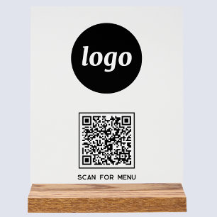 Panneau En Acrylique Simple Logo QR code Scan For Menu Business