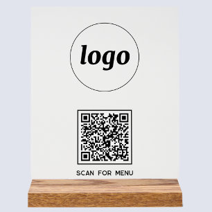 Panneau En Acrylique Simple Logo QR code Scan For Menu Business
