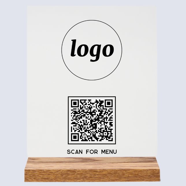 Panneau En Acrylique Simple Logo QR code Scan For Menu Business (Logo QR code Scan for menu acrylic sign for cafe bar restaurant and other business)