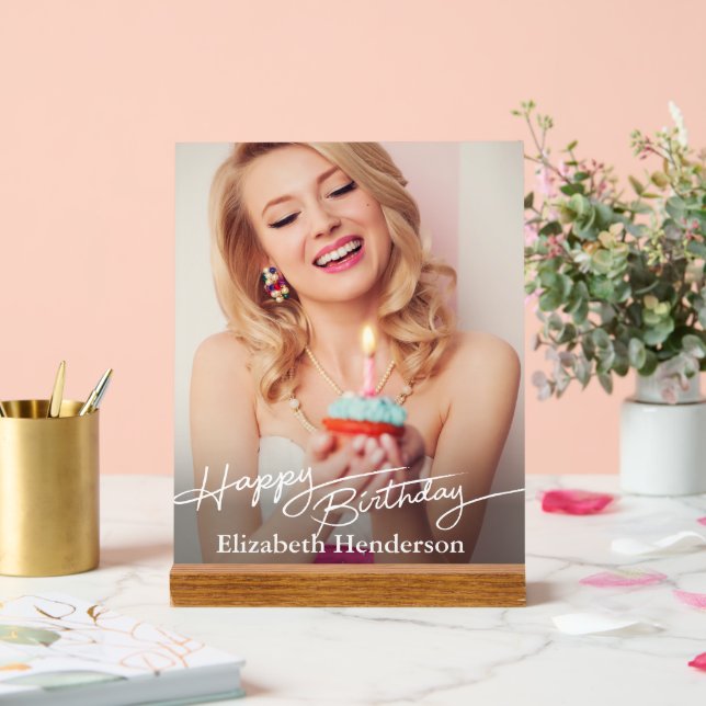 Panneau En Acrylique Simple Modern Happy Birthday (Mariage)