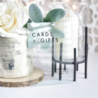 Panneau En Acrylique Simple Moderne Élégant Cartes Et Cadeaux Mariage