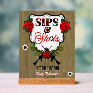 Panneau En Acrylique Sips & Shots Armes à feu ou Roses Révélation de ge