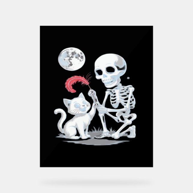 Panneau En Acrylique Skeleton Chat Halloween drôle mignon Éffrayant ess (Recto)