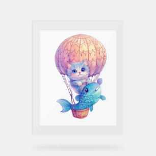 Panneau En Acrylique Sky High Kitty - Cute Whimssic Cat Adventure