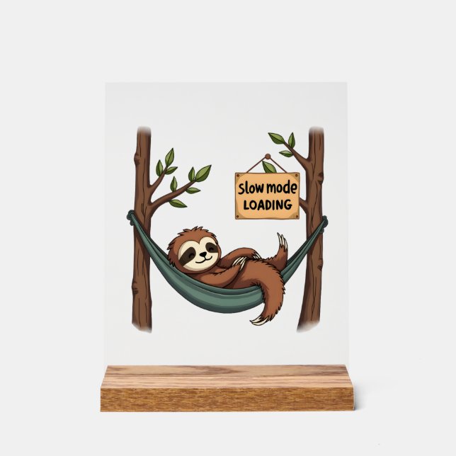 Panneau En Acrylique Sleepy Sloth Vintage Funny Lazy Animal Art 2 (Recto)
