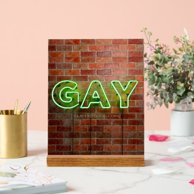 Panneau En Acrylique SlipperyJoe illuminé néon gay signe lumineux vif (Mariage)