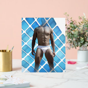 Panneau En Acrylique SlipperyJoe musculaire homme six pack abs mâle bla