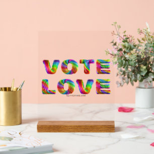 Panneau En Acrylique SlipperyJoe vote amour égalité fourrure arc-en-cie
