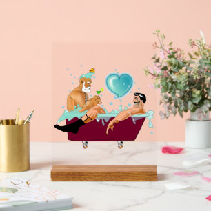 Panneau En Acrylique SlipperyJoe's deux gays hommes aiment la baignoire