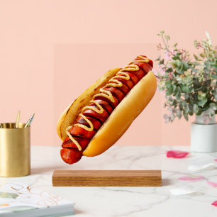 Panneau En Acrylique SlipperyJoe's hot dog ambiance estivale BBQ niché