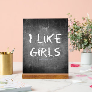 Panneau En Acrylique SlipperyJoe's J'aime les filles tableau noir sale