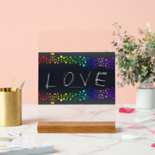Panneau En Acrylique SlipperyJoe's scribbled love word rainbow gradient