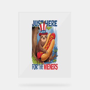 Panneau En Acrylique Sloth Hot Dog 4 juillet BBQ