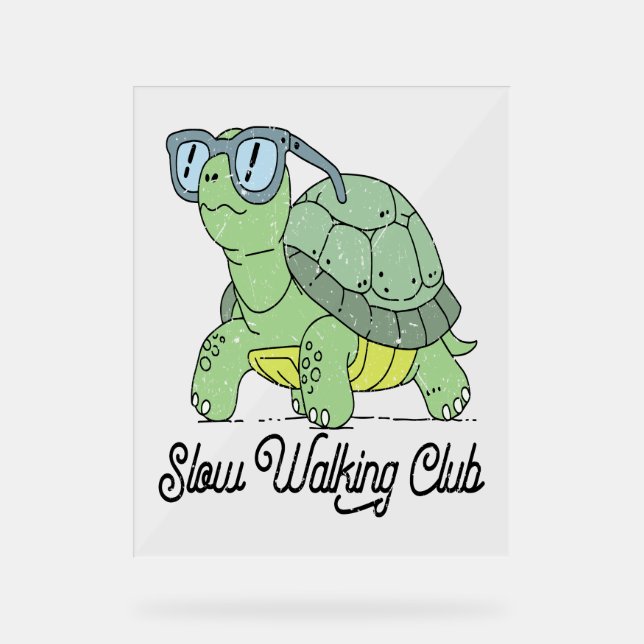Panneau En Acrylique Slow Walking Club Cute Funny Turtle (Recto)
