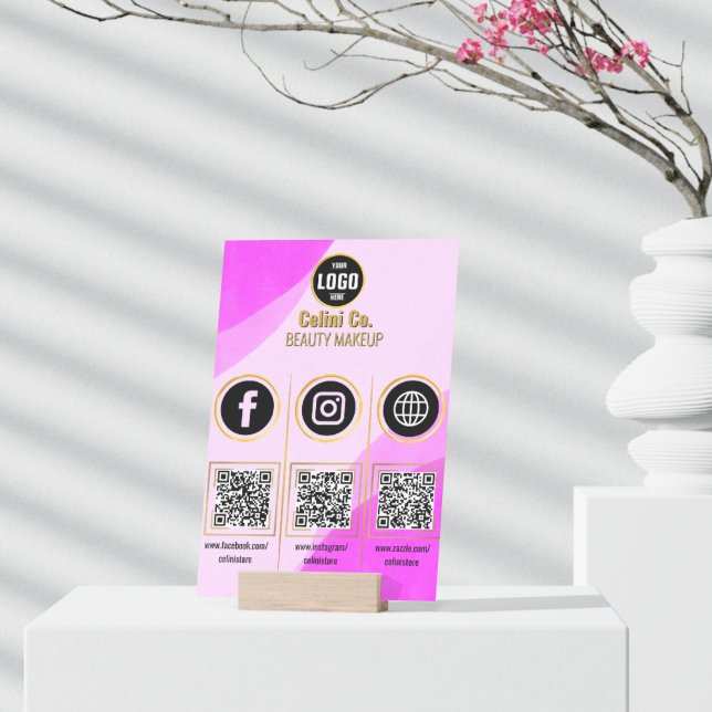 Panneau En Acrylique Social Media Code QR signature acrylique - Beauté  (Social Media QR Code Acrylic Sign - Custom Beauty Display)