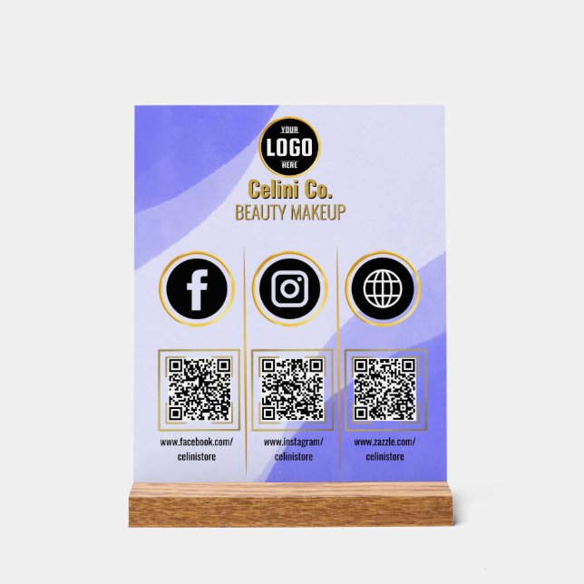 Panneau En Acrylique Social Media Code QR signature acrylique - Beauté  (Recto)