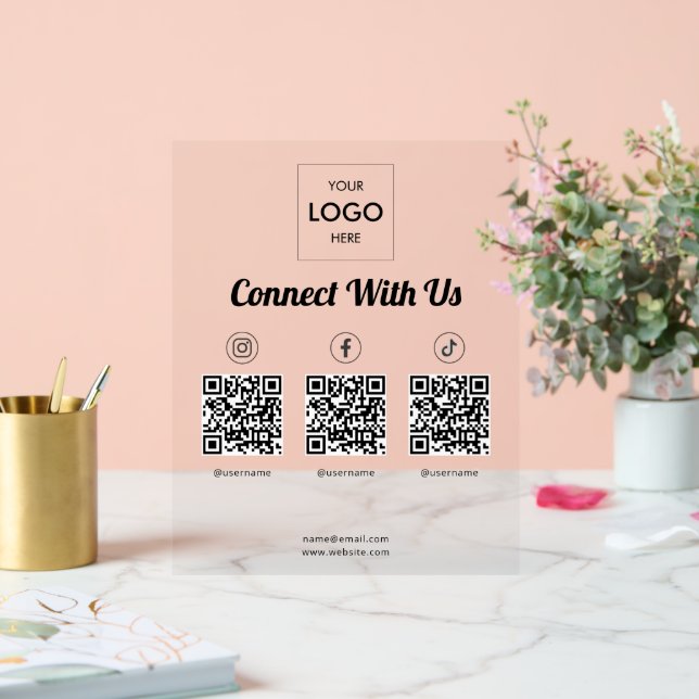 Panneau En Acrylique Social Media QR Code Entreprise (Mariage)