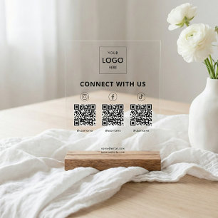 Panneau En Acrylique Social Media QR Code Entreprise