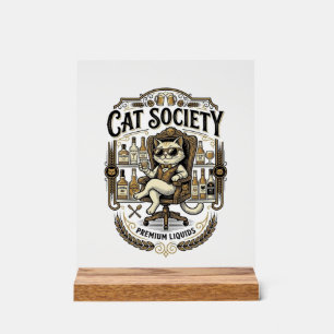 Panneau En Acrylique Société de chats Bar à alcool Humour Vintage Vecte