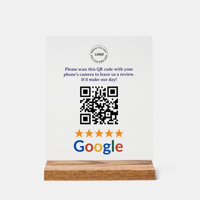 Panneau En Acrylique Société de code QR de critiques Google pour entrep (Recto)