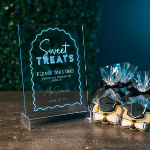 Panneau En Acrylique Soins sucrés Fête de Graduation Arch Bleu Neon Wav