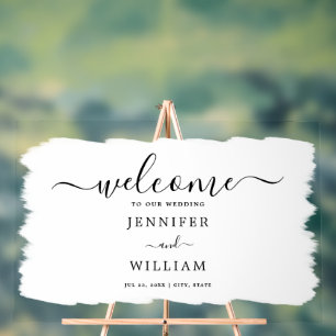 Panneau En Acrylique Soirée de mariage élégante Bienvenue Peinture blan
